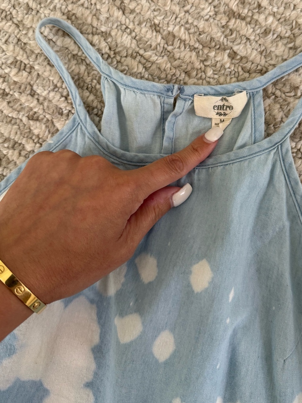 Vici Chambray Acid Wash Babydoll Top - Picture 3 of 4
